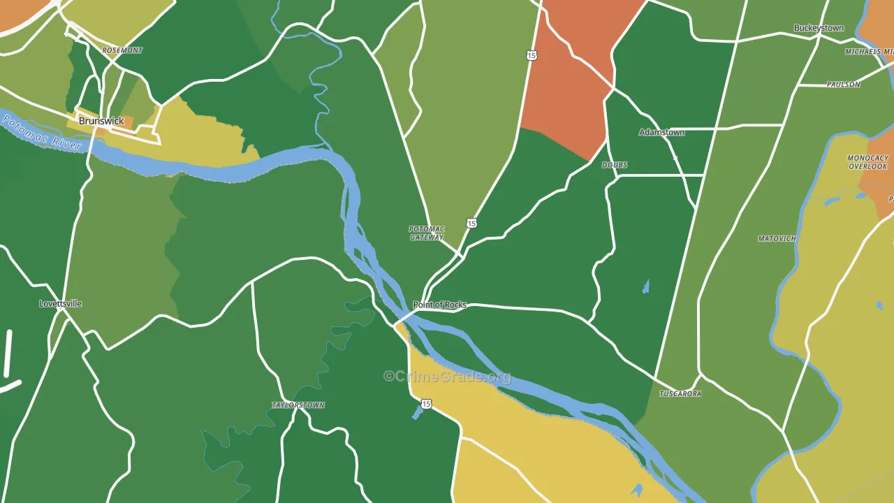 Point Of Rocks, MD Map of Theft Rates