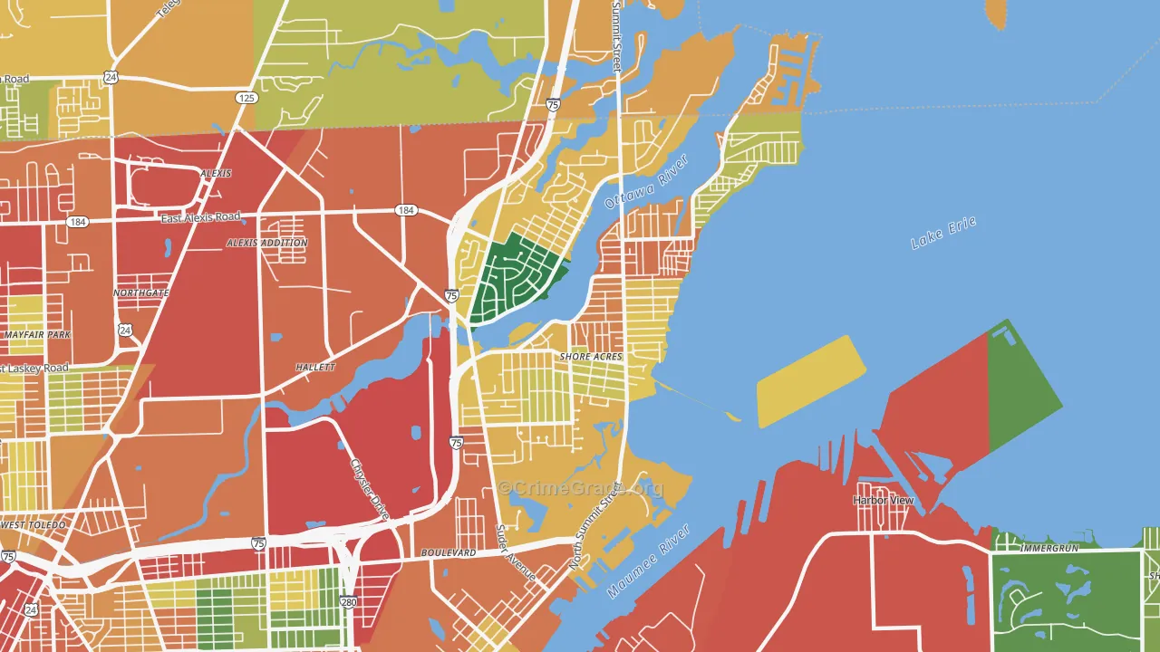 Point Place, Toledo, OH Map of Theft Rates