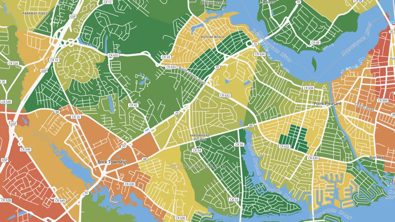 Point Pleasant Manor, Brick, NJ Map of Theft Rates