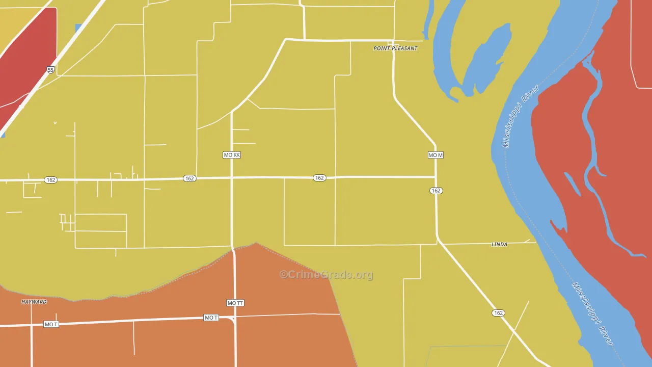 Point Pleasant, MO Map of Theft Rates