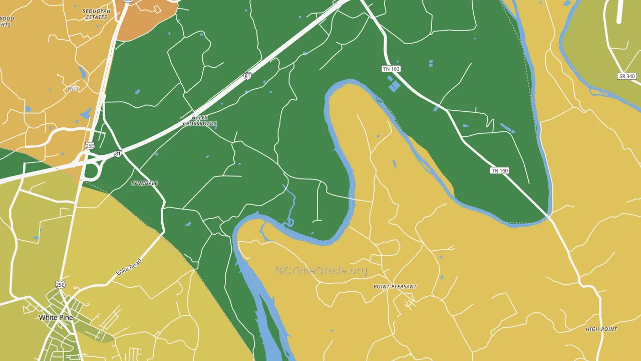 Point Pleasant, TN Map of Theft Rates