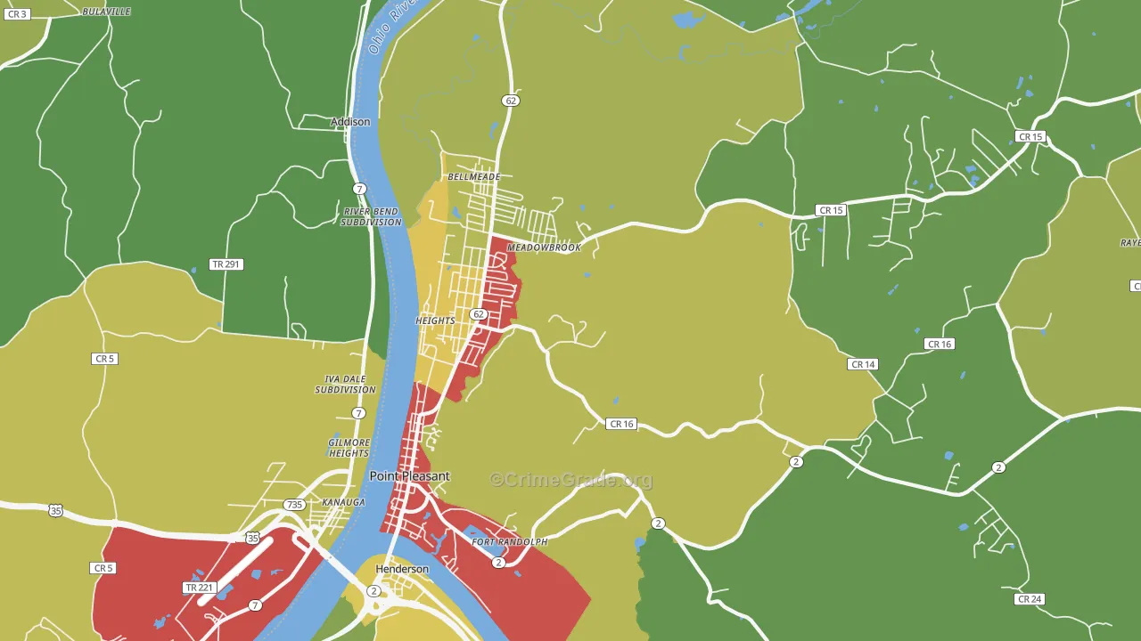 Point Pleasant, WV Map of Theft Rates