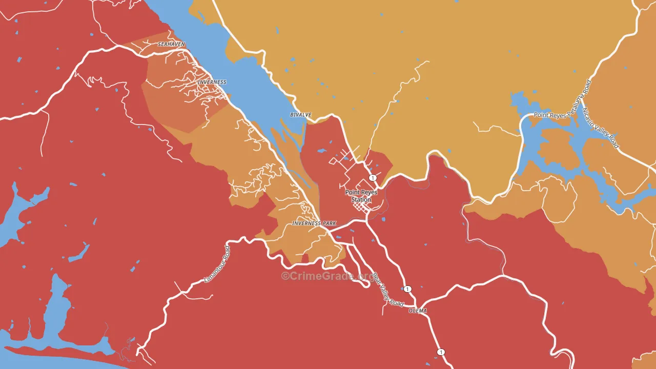 Point Reyes Station, CA Map of Theft Rates