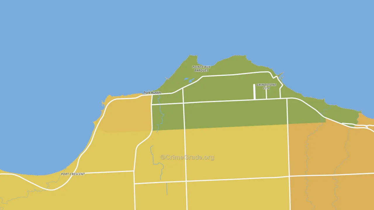 Pointe Aux Barques, MI Map of Theft Rates