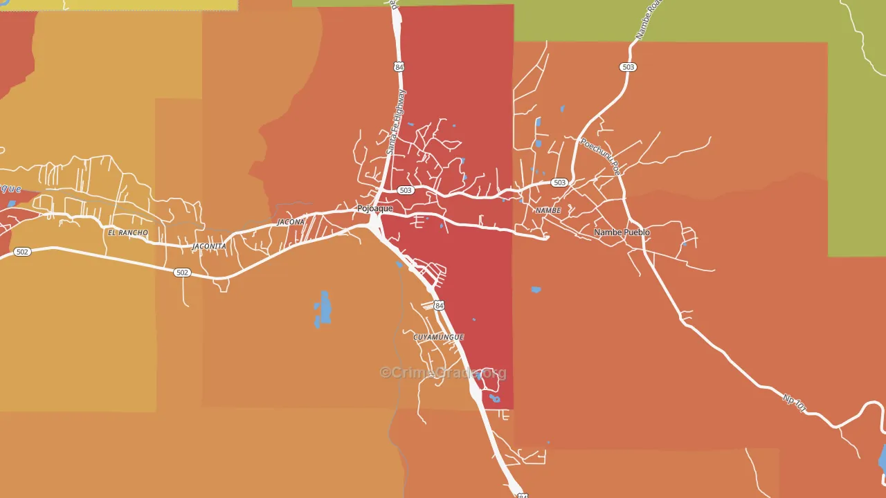 Pojoaque, NM Map of Theft Rates