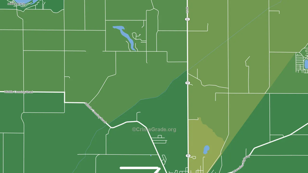 Pokagon, MI Map of Theft Rates