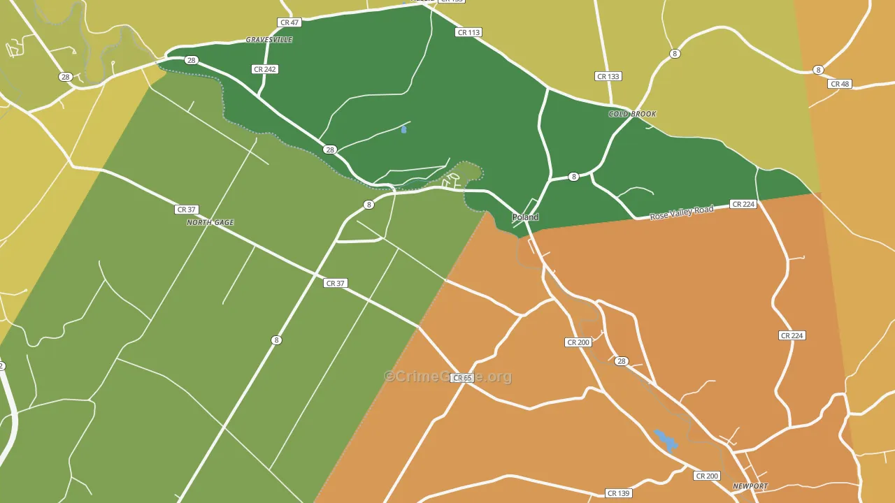 Poland, NY Map of Theft Rates