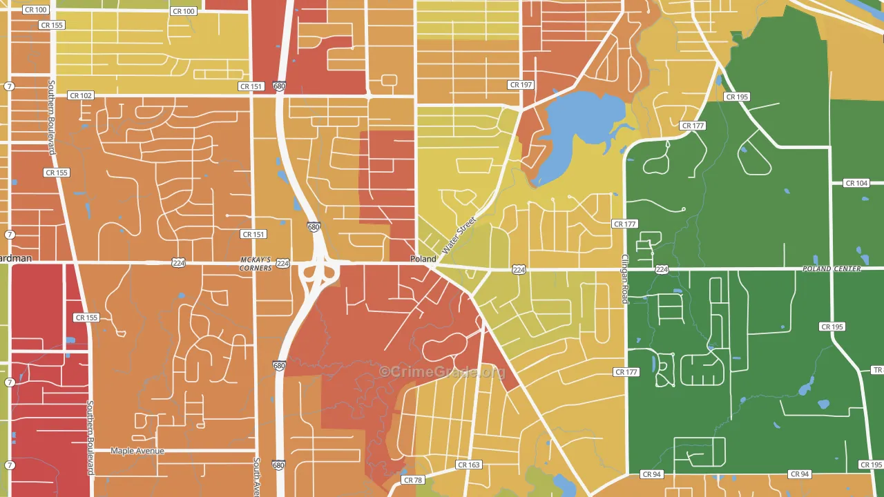 Poland, OH Map of Theft Rates