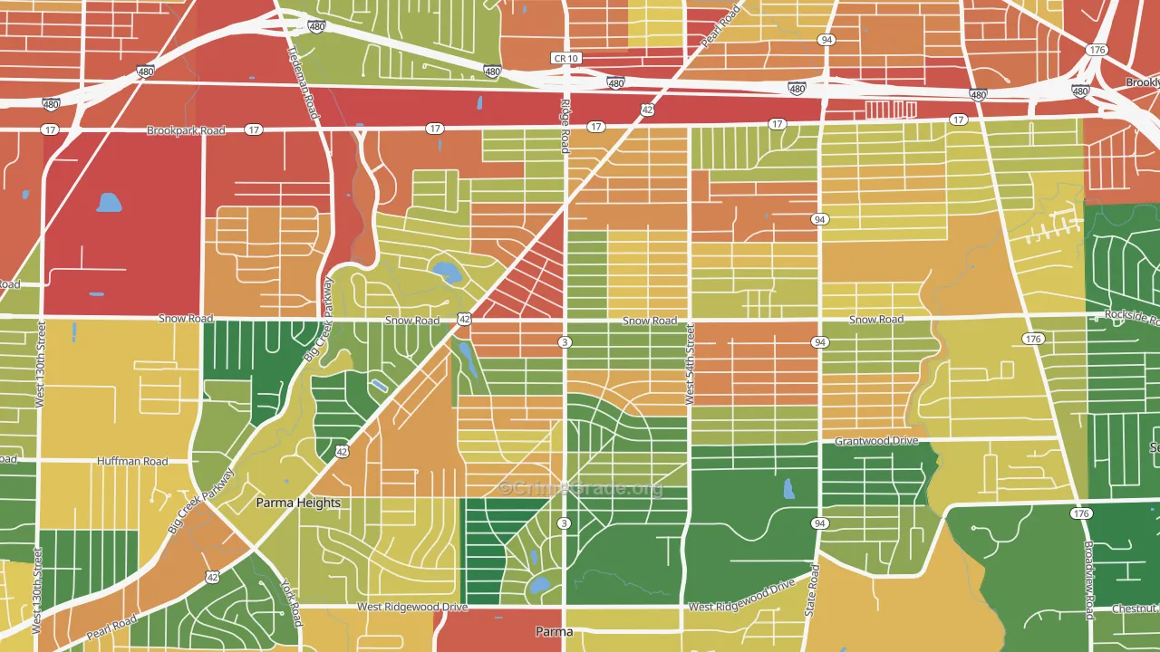 Polish Village, Parma, OH Map of Theft Rates