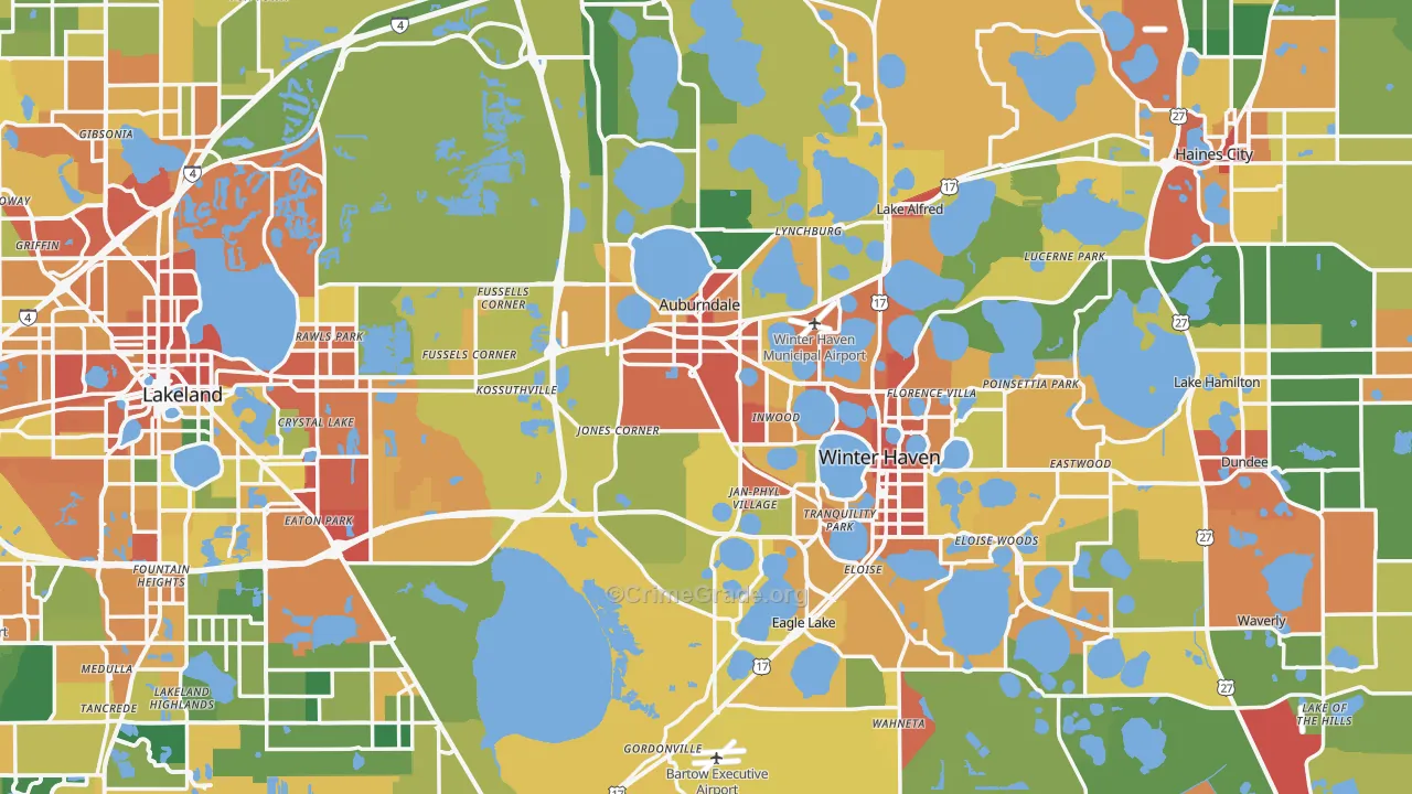 Polk County, FL Map of Theft Rates