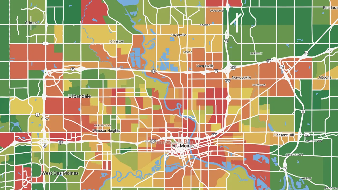 Polk County, IA Map of Theft Rates