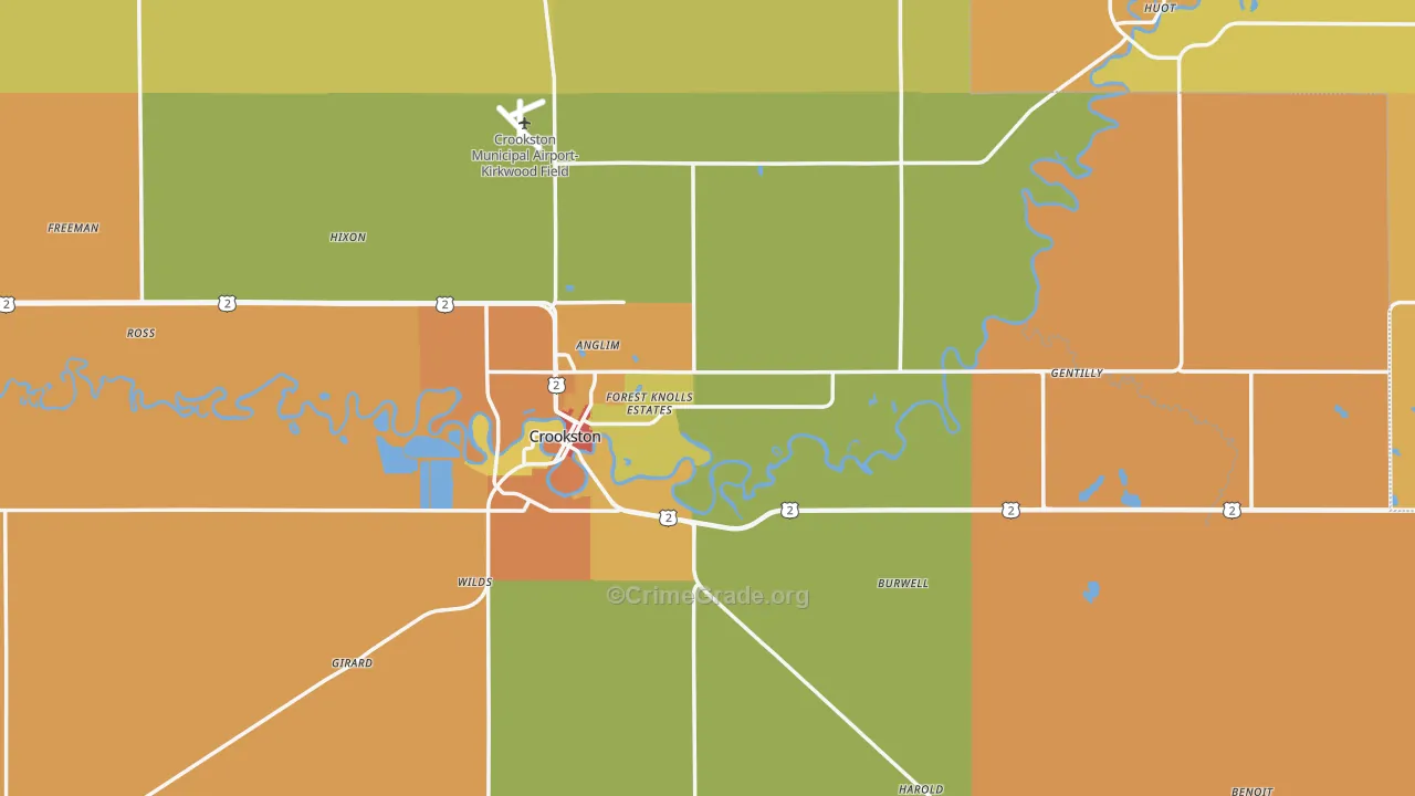 Polk County, MN Map of Theft Rates