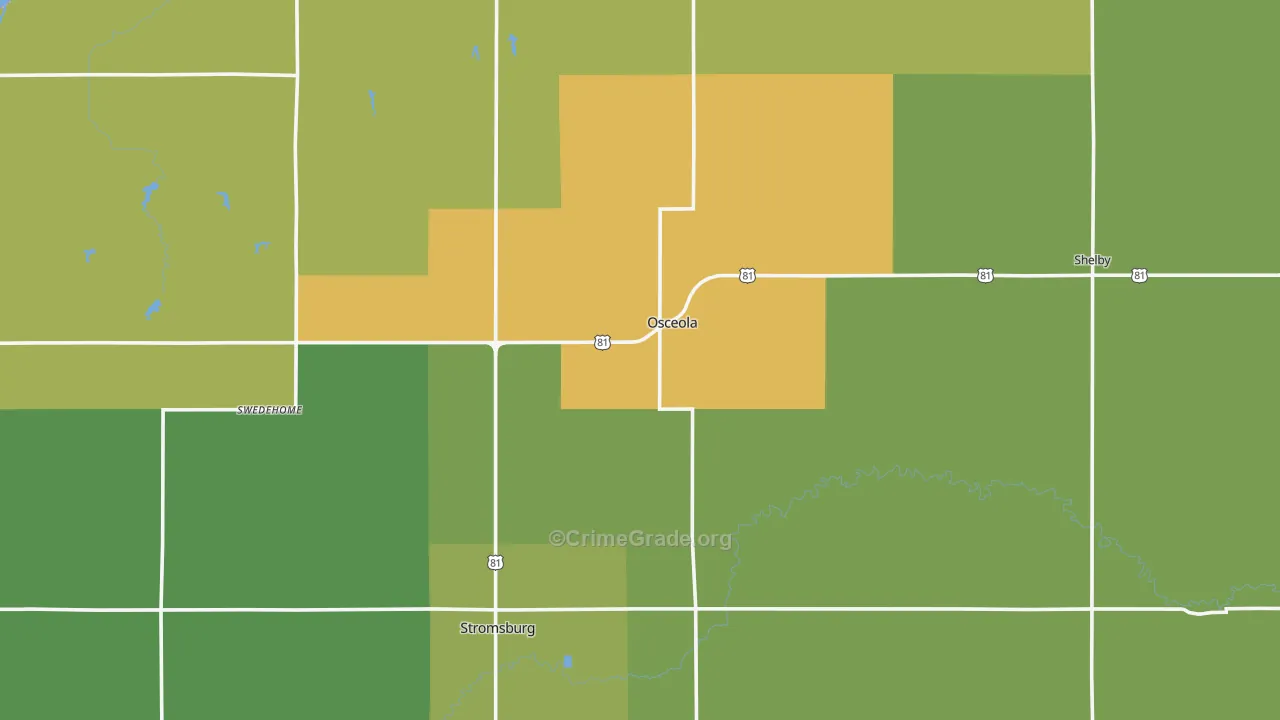 Polk County, NE Map of Theft Rates