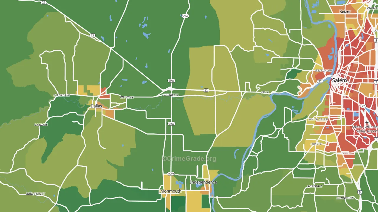 Polk County, OR Map of Theft Rates