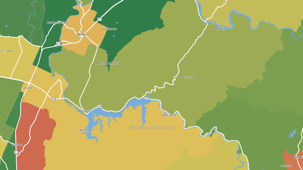 Polk County, TN Map of Theft Rates