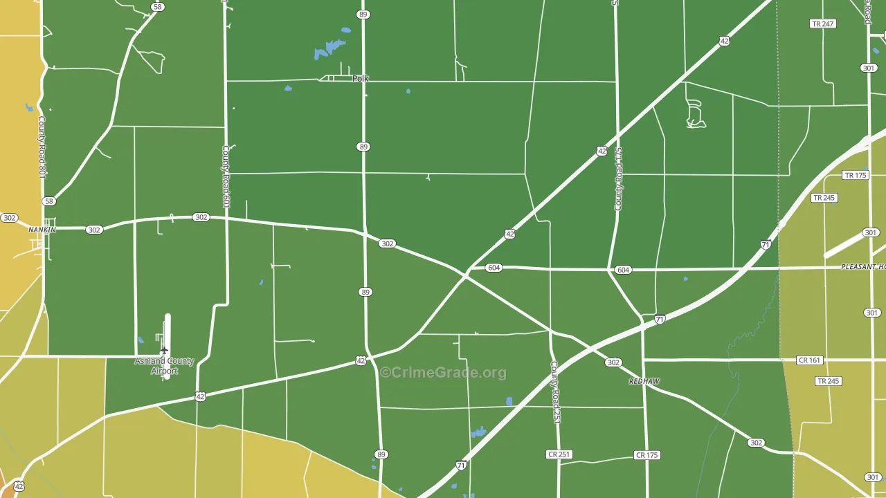 Polk, OH Map of Theft Rates