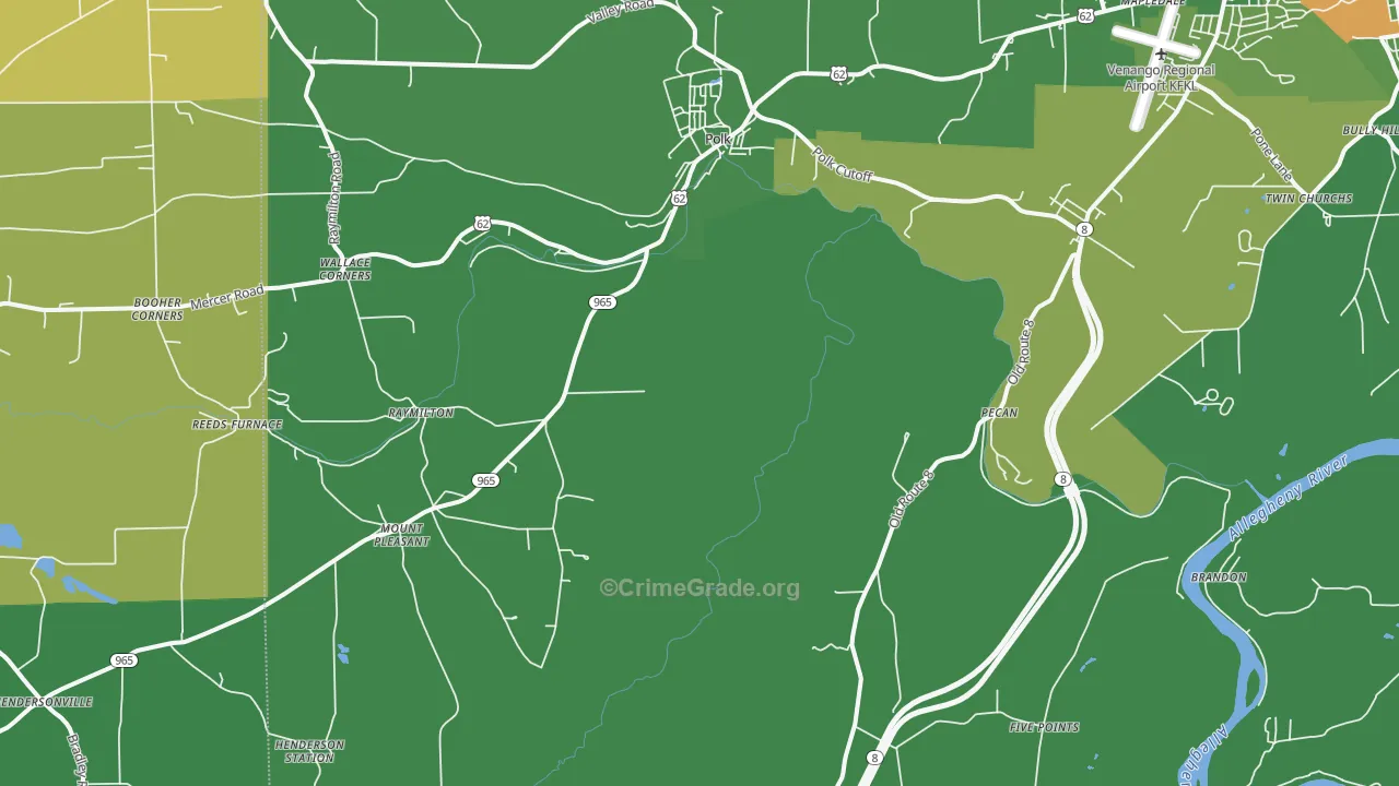 Polk, PA Map of Theft Rates