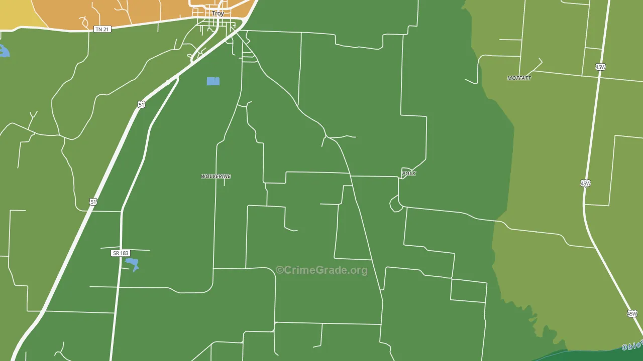 Polk, TN Map of Theft Rates