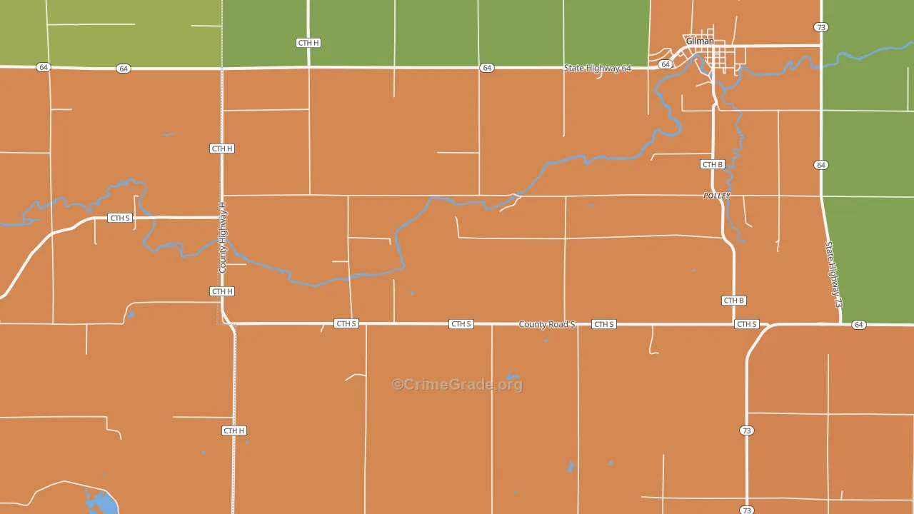 Polley, WI Map of Theft Rates