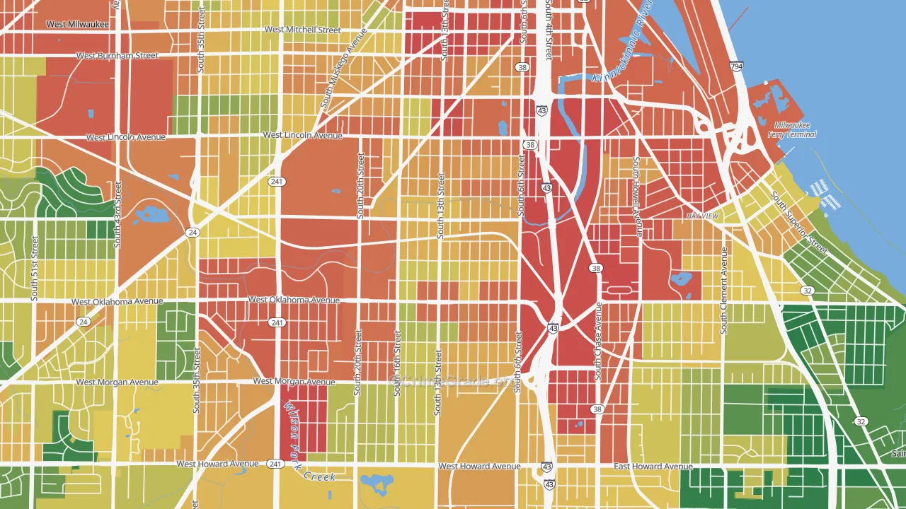 Polonia, Milwaukee, WI Map of Theft Rates