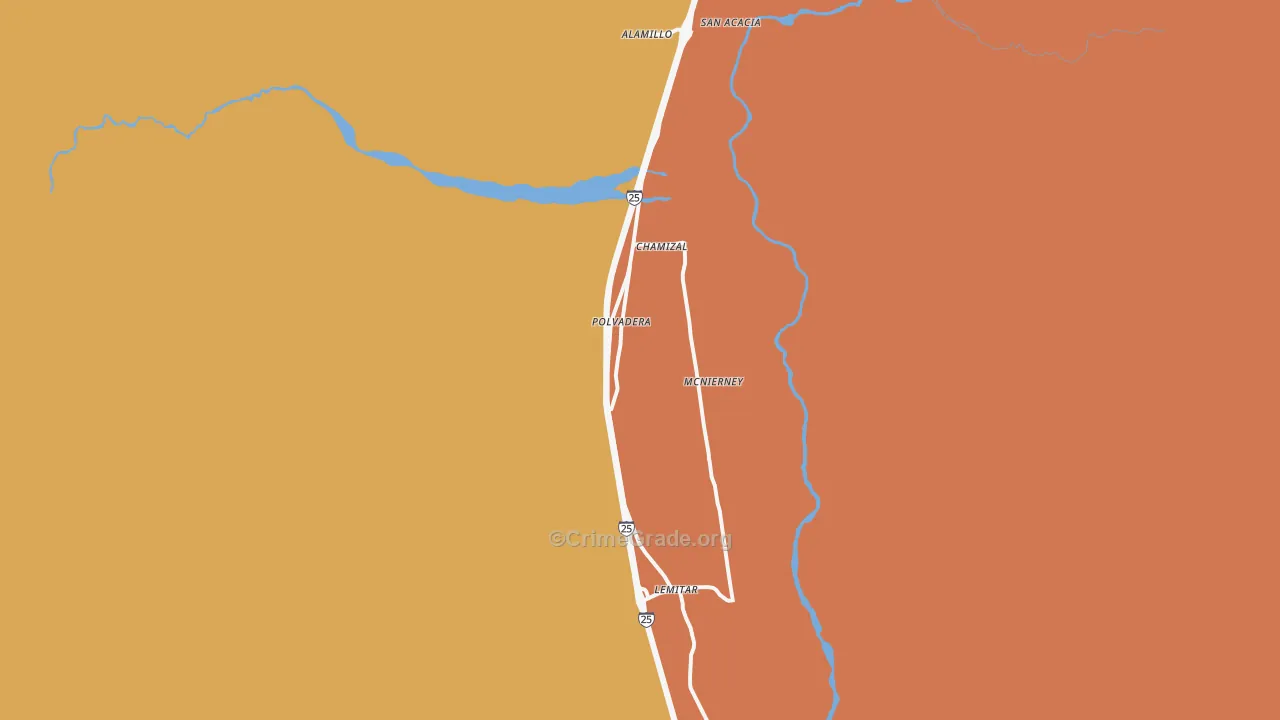 Polvadera, NM Map of Theft Rates