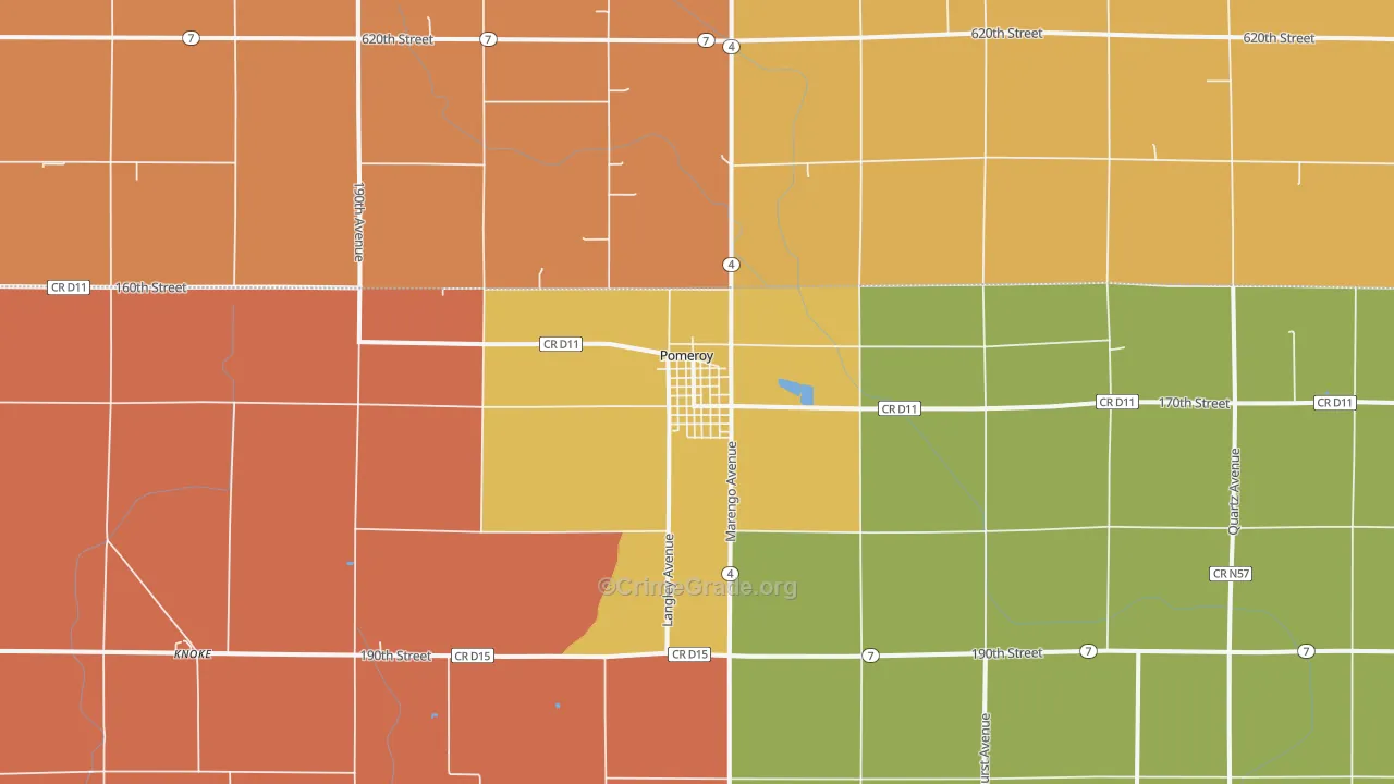 Pomeroy, IA Map of Theft Rates