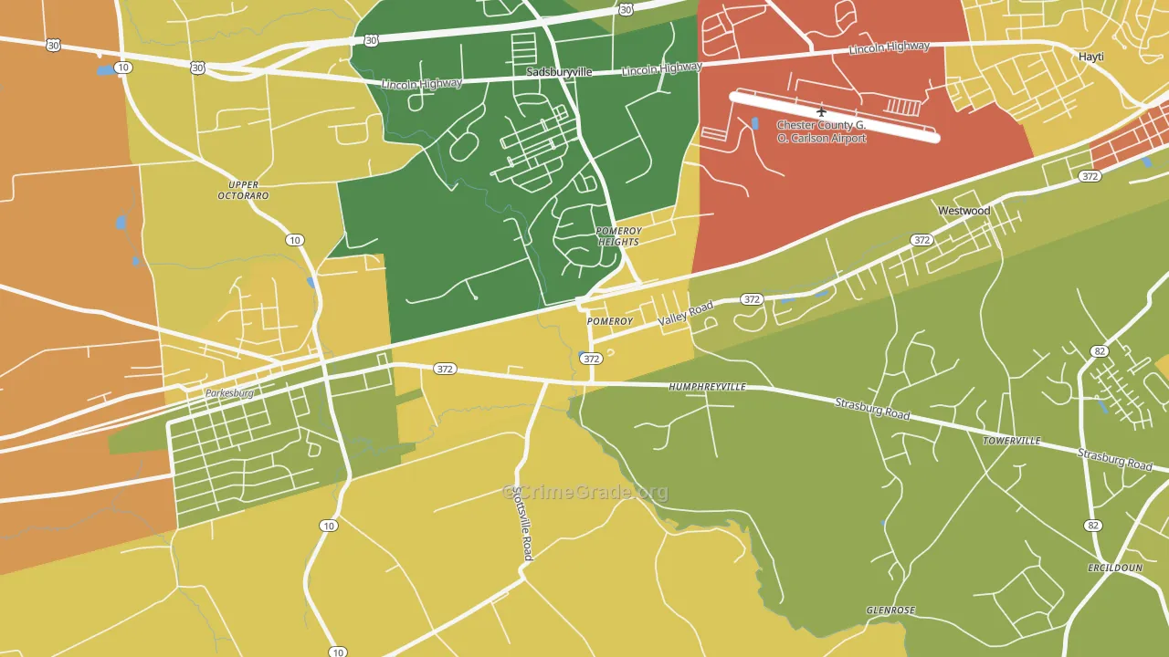 Pomeroy, PA Map of Theft Rates
