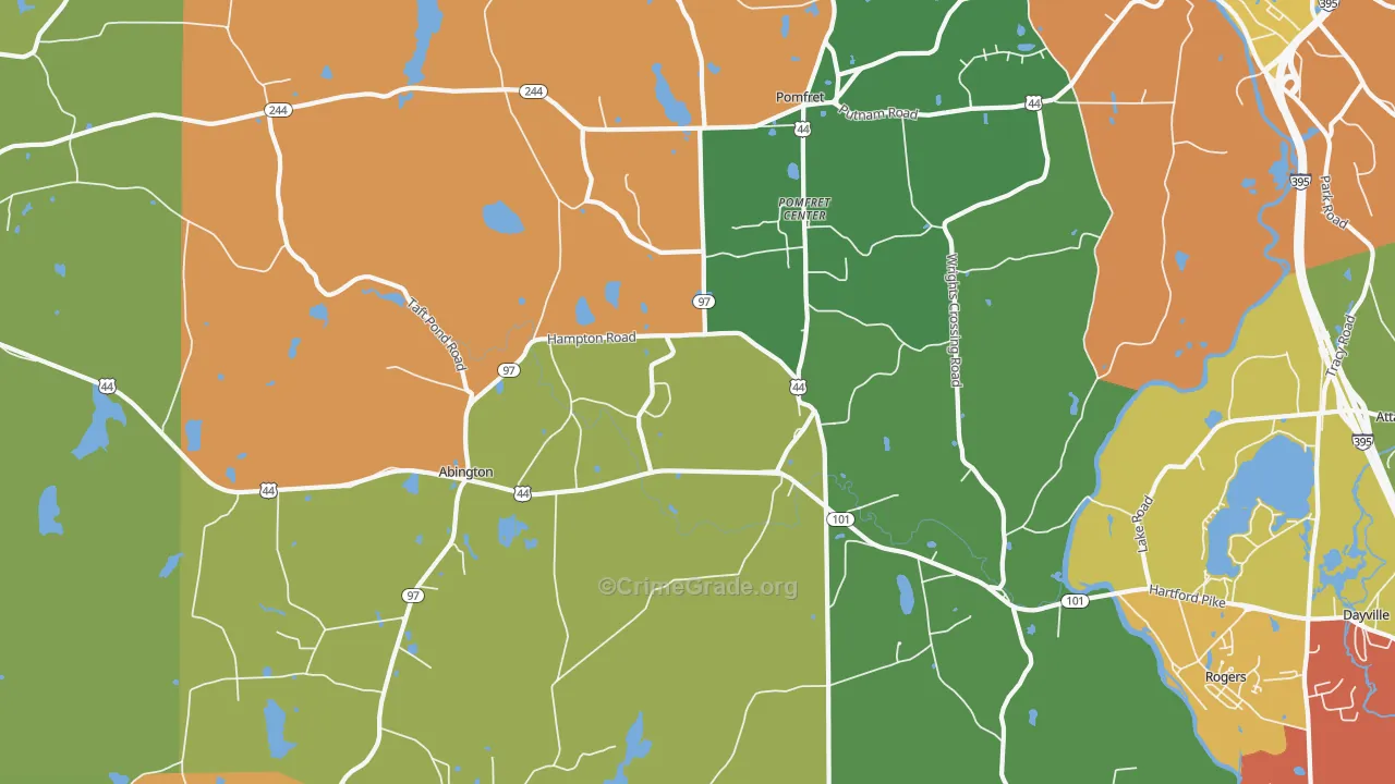 Pomfret Center, CT Map of Theft Rates