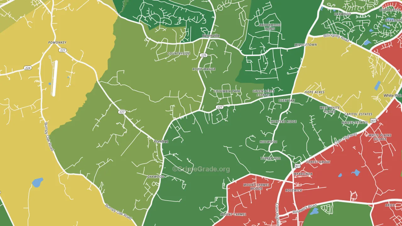 Pomfret, MD Map of Theft Rates