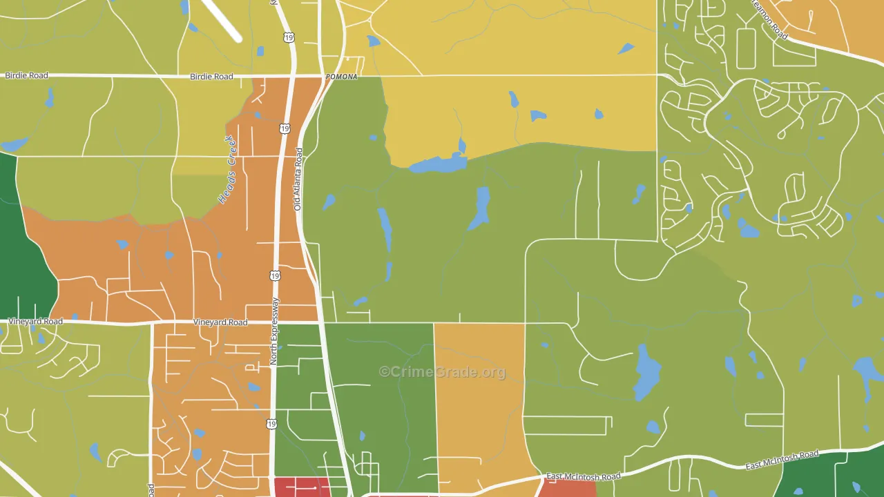 Pomona, GA Map of Theft Rates