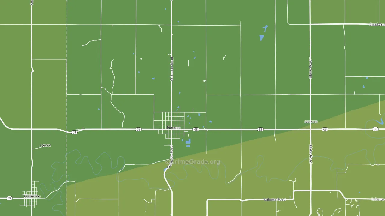 Pomona, KS Map of Theft Rates