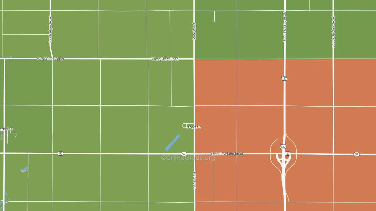 Pompeii, MI Map of Theft Rates