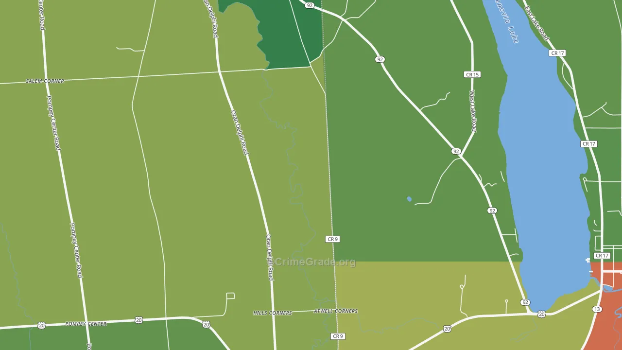 Pompey Center, NY Map of Theft Rates
