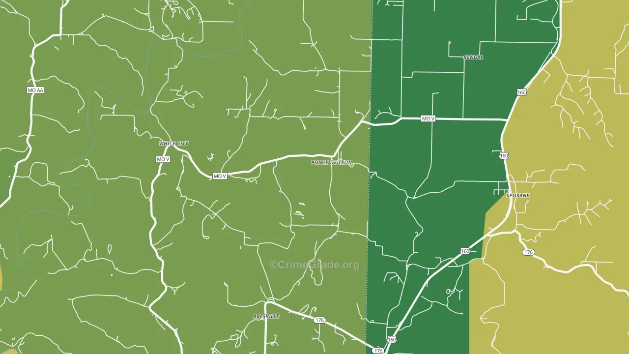 Ponce De Leon, MO Map of Theft Rates