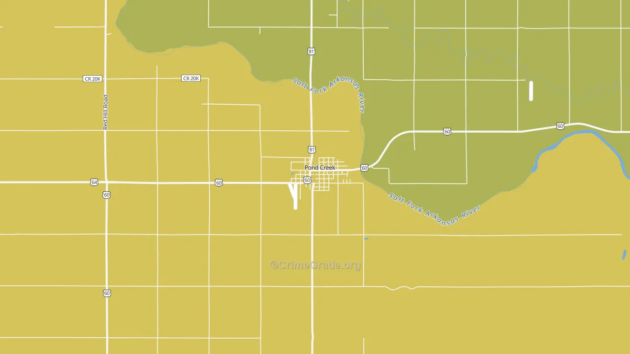 Pond Creek, OK Map of Theft Rates