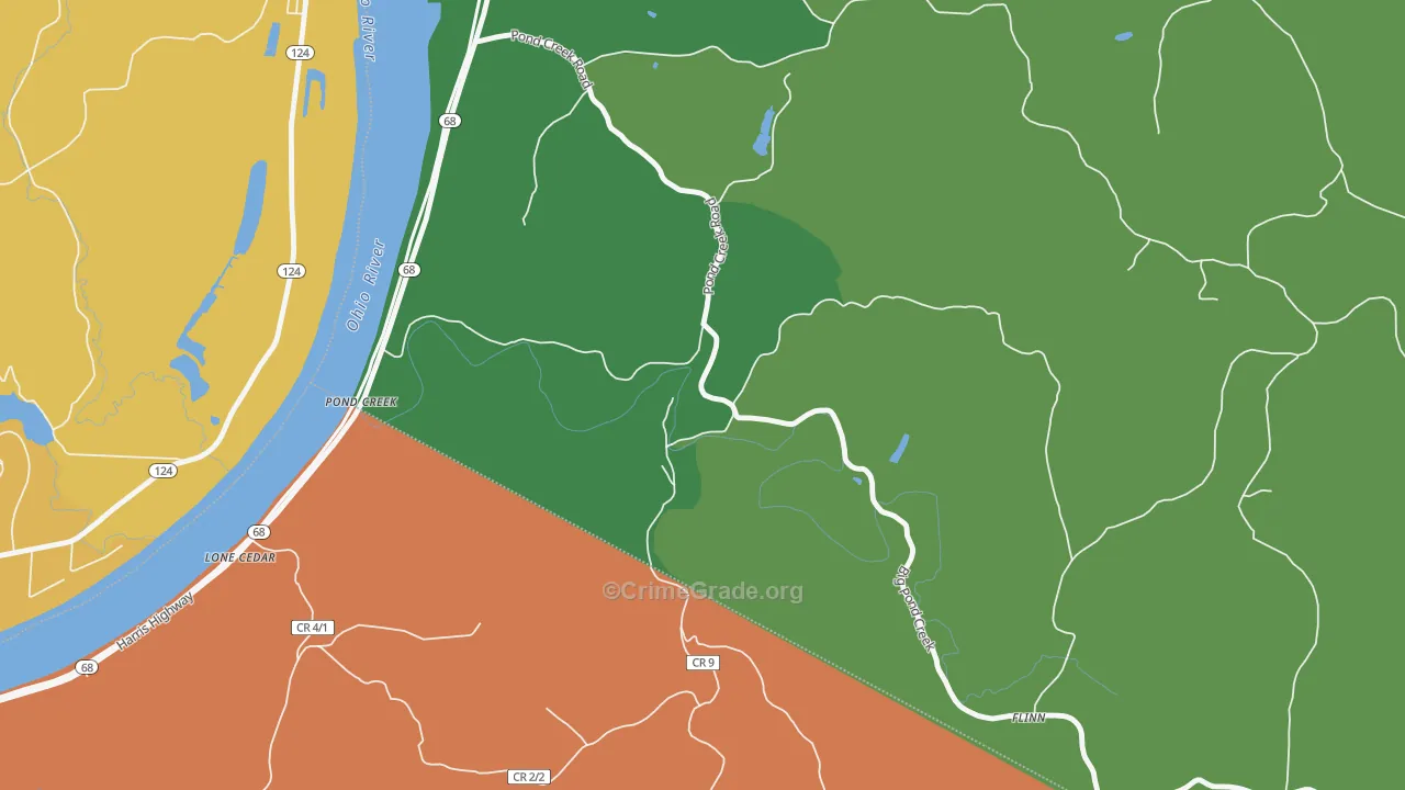 Pond Creek, WV Map of Theft Rates