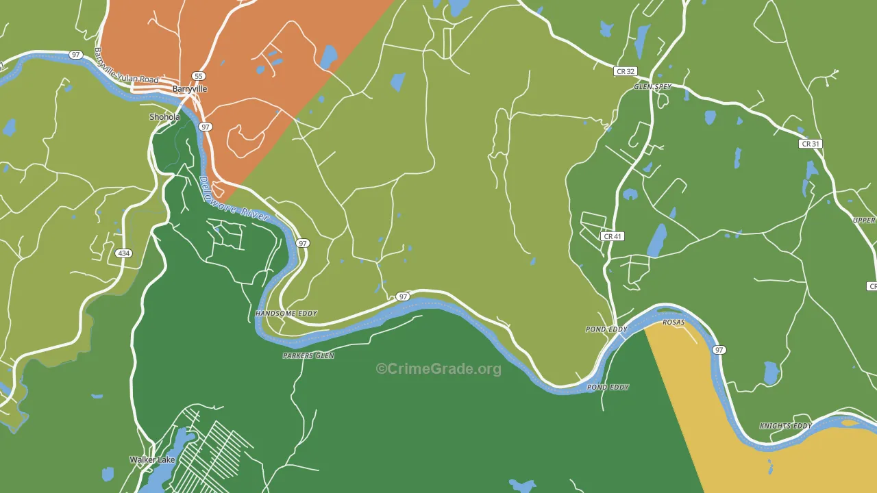 Pond Eddy, NY Map of Theft Rates