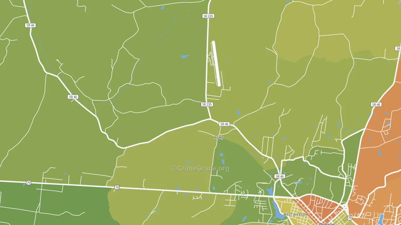Pond, TN Map of Theft Rates