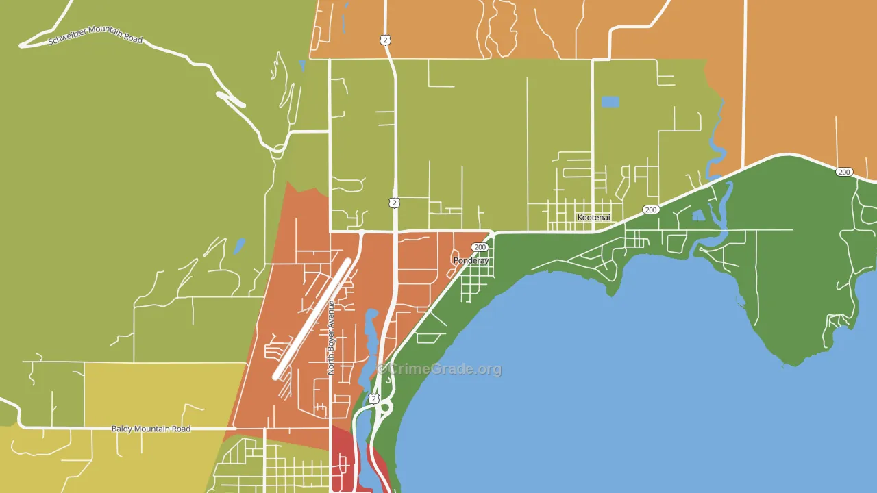 Ponderay, ID Map of Theft Rates