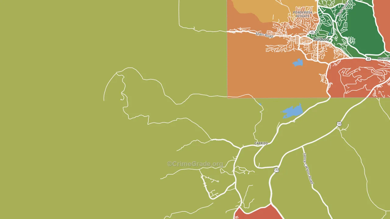 Ponderosa Heights, NM Map of Theft Rates