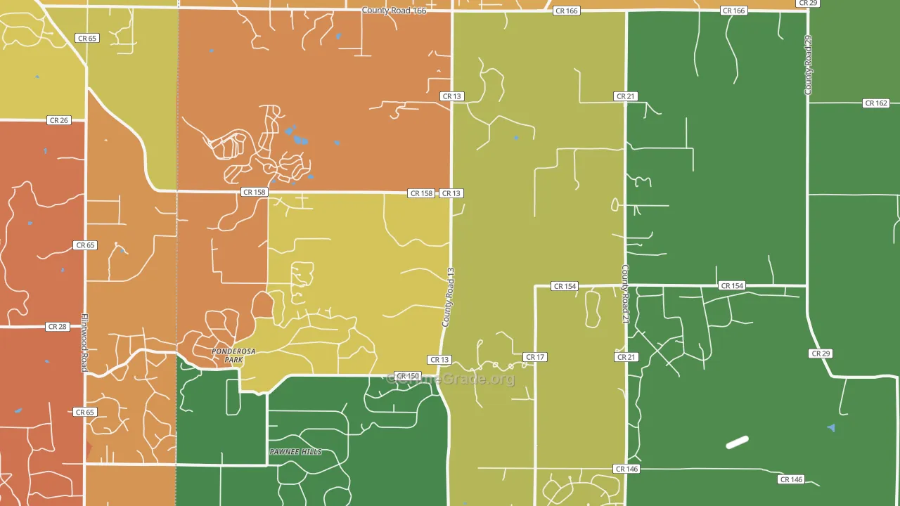 Ponderosa Park, CO Map of Theft Rates