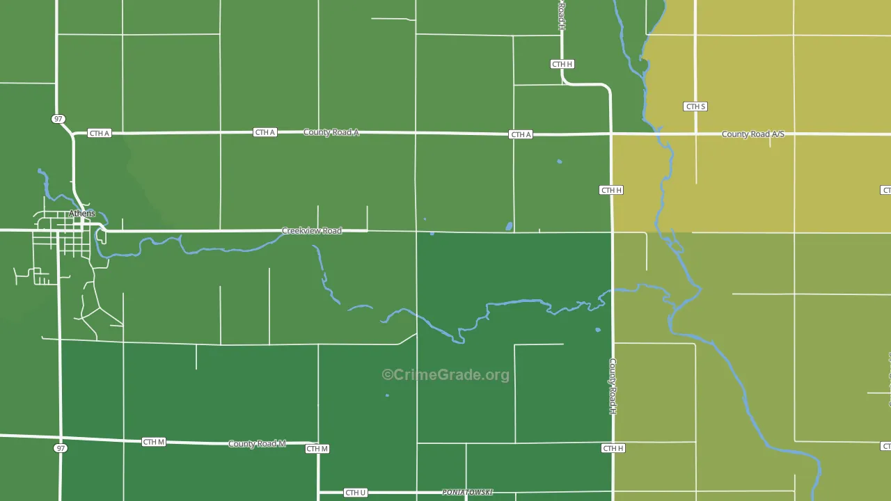 Poniatowski, WI Map of Theft Rates