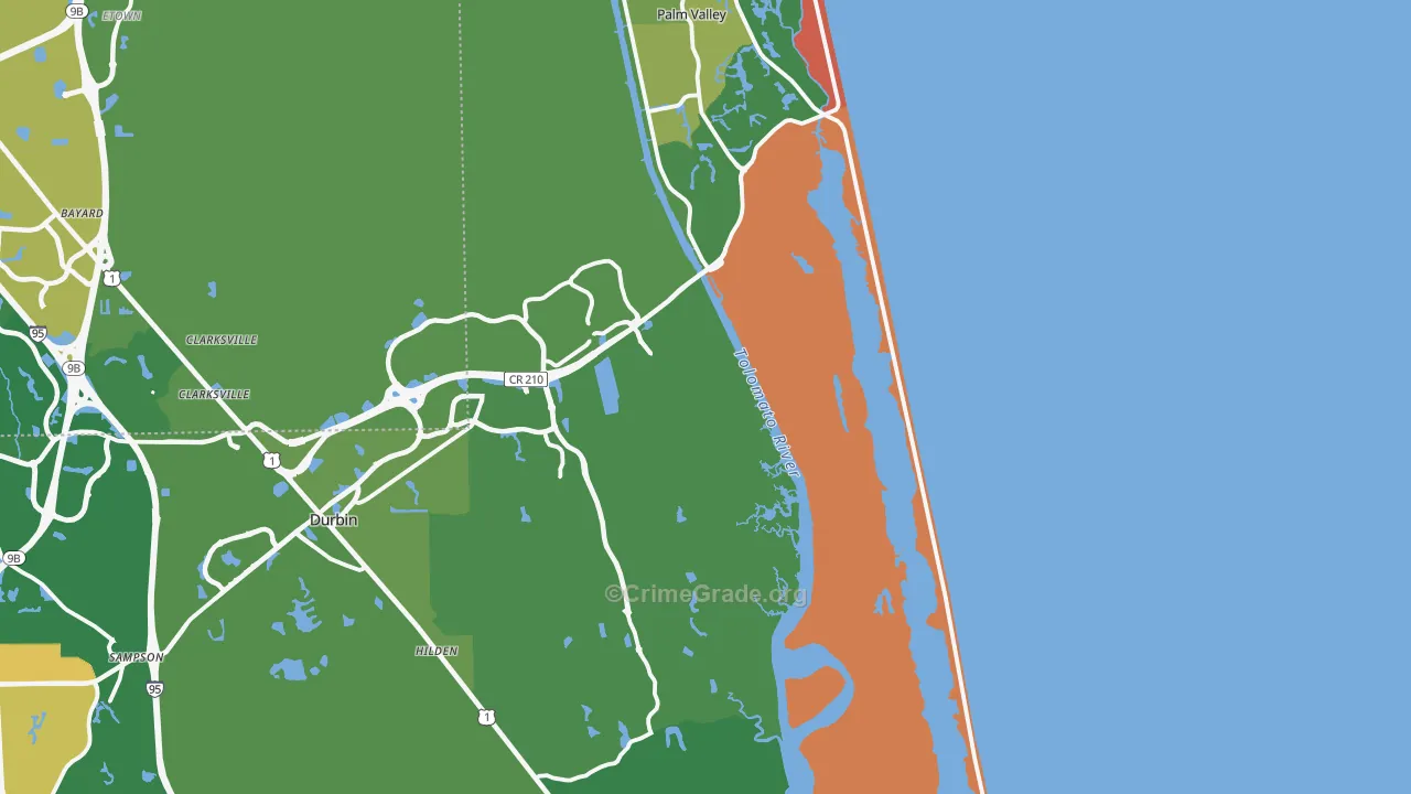 Ponte Vedra Beach, FL Map of Theft Rates