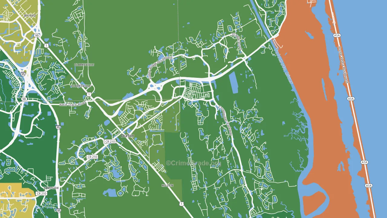 Ponte Vedra, FL Map of Theft Rates