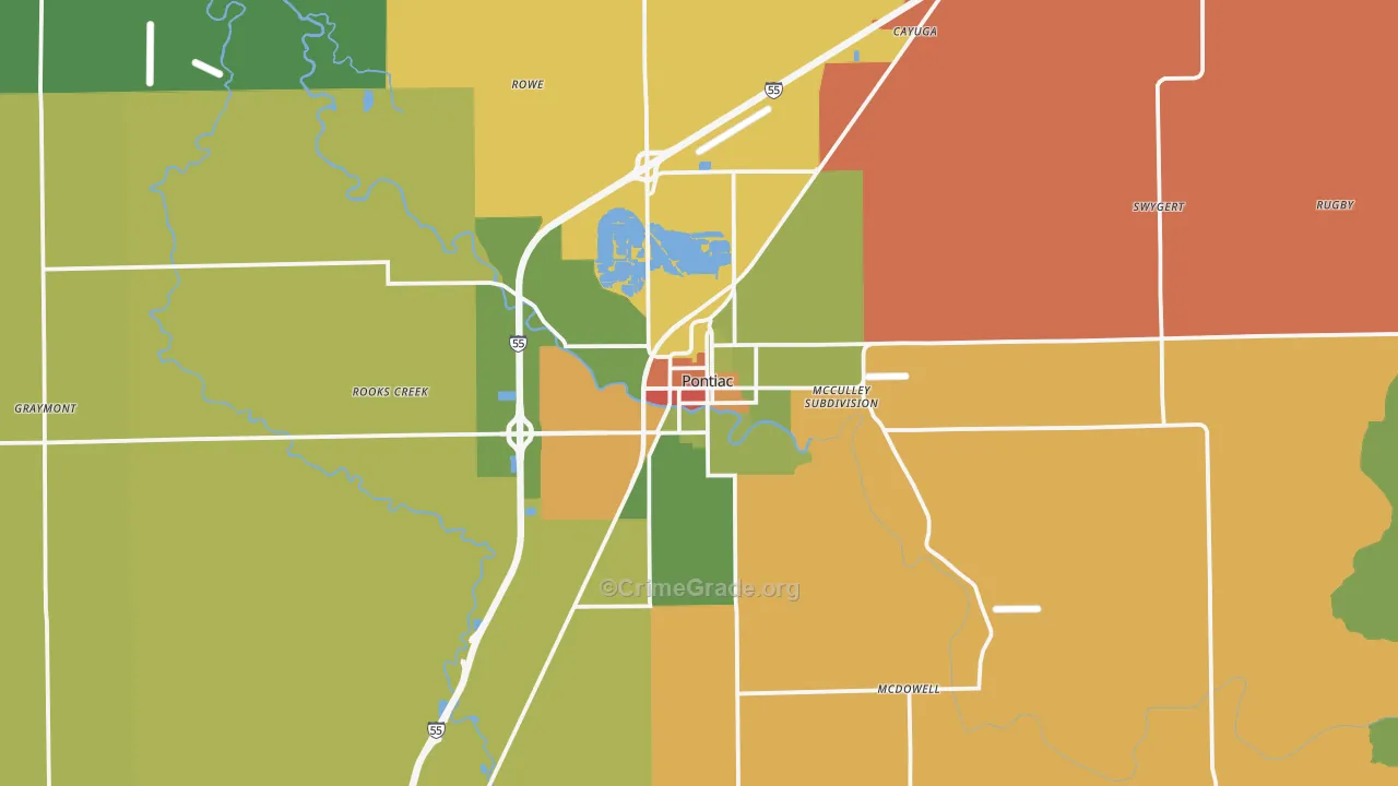 Pontiac, IL Map of Theft Rates