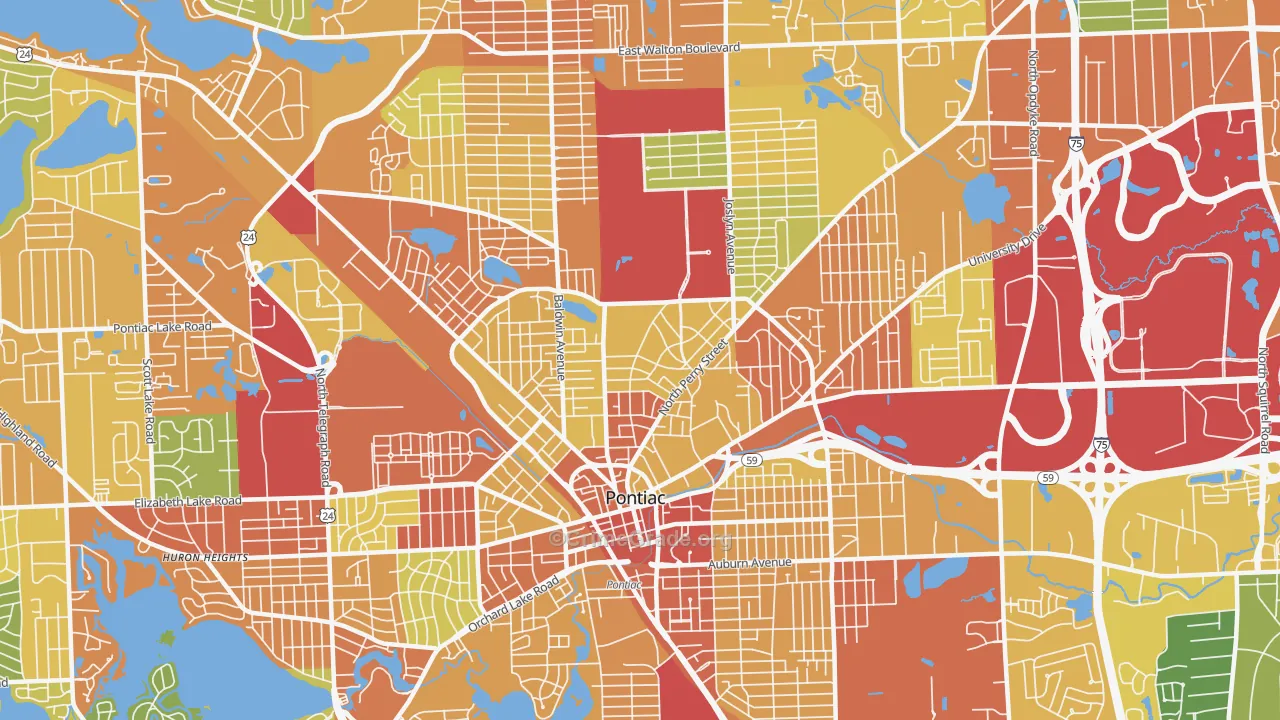 Pontiac, MI Map of Theft Rates