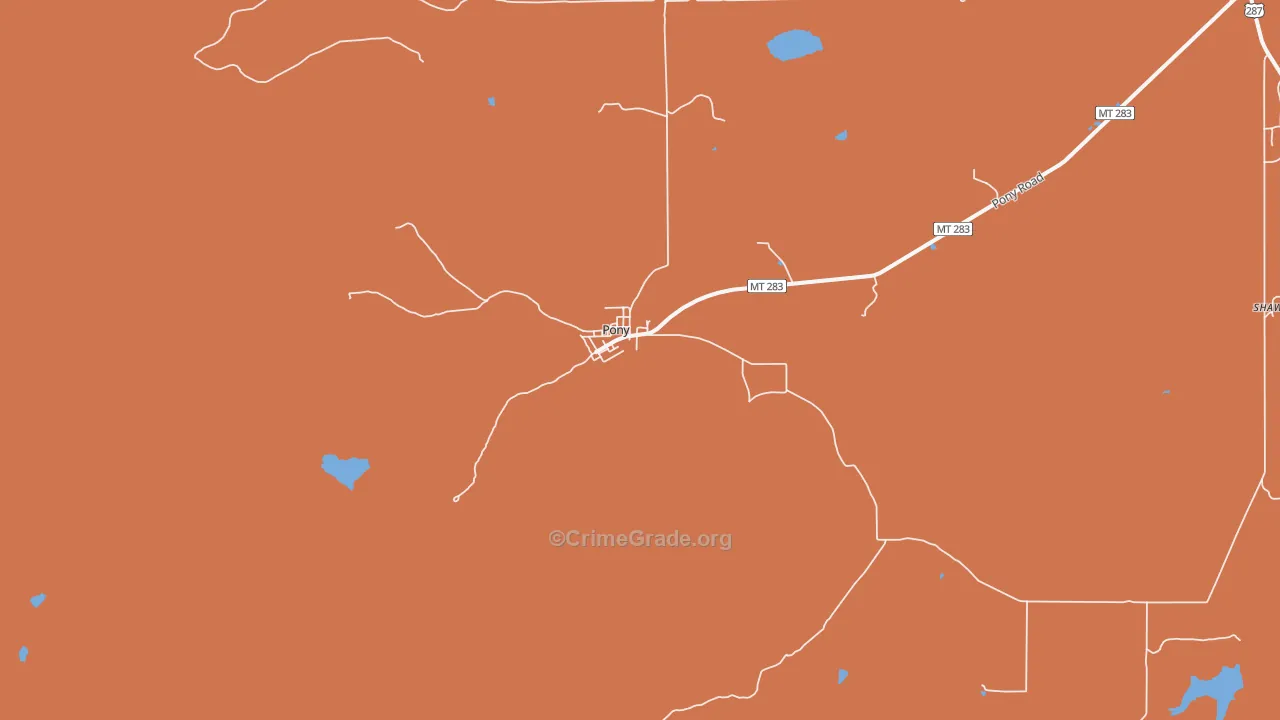 Pony, MT Map of Theft Rates