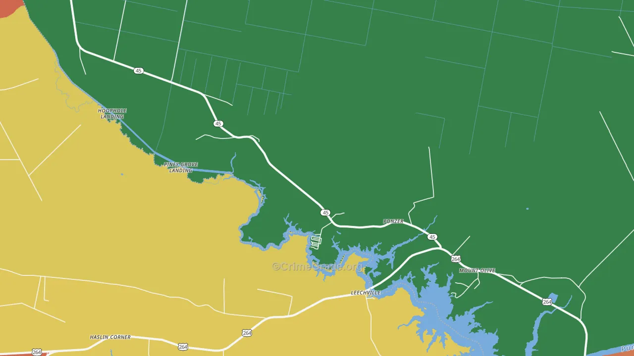 Ponzer, NC Map of Theft Rates
