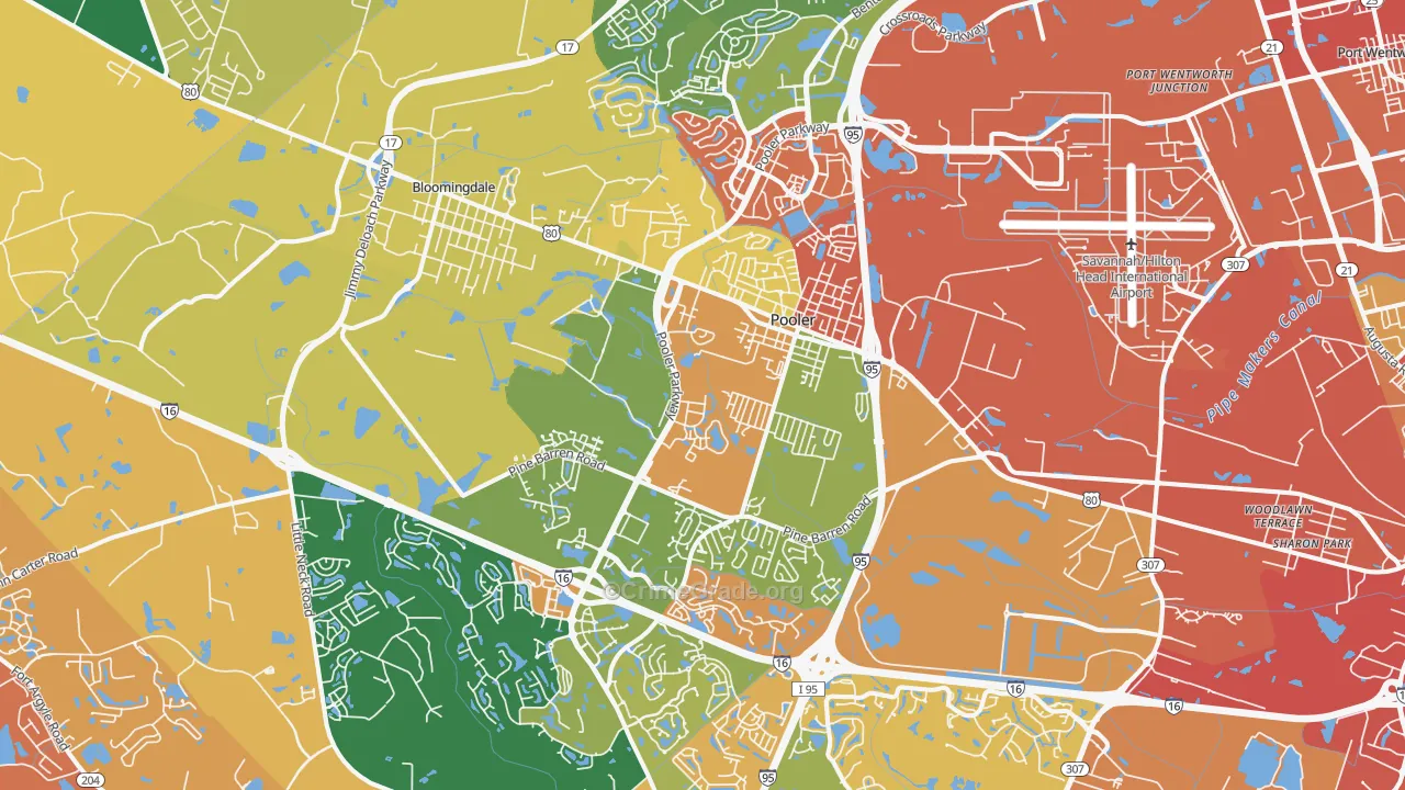Pooler, GA Map of Theft Rates