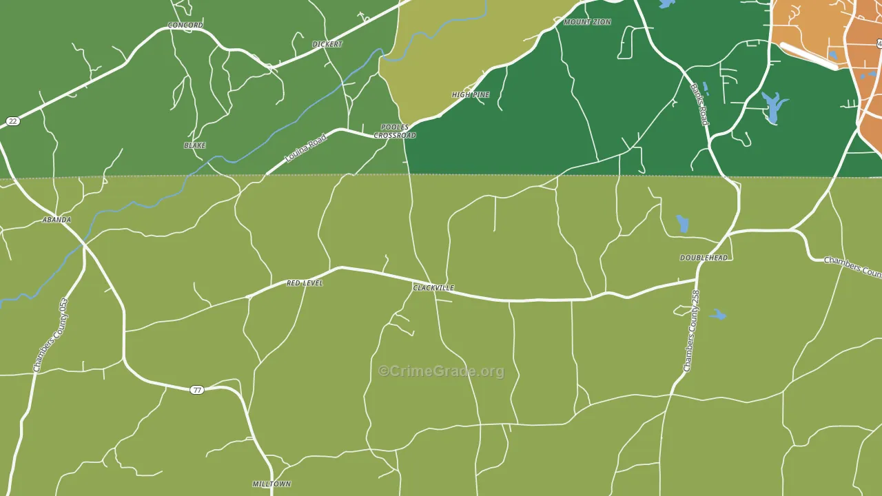 Pooles Crossroad, AL Map of Theft Rates